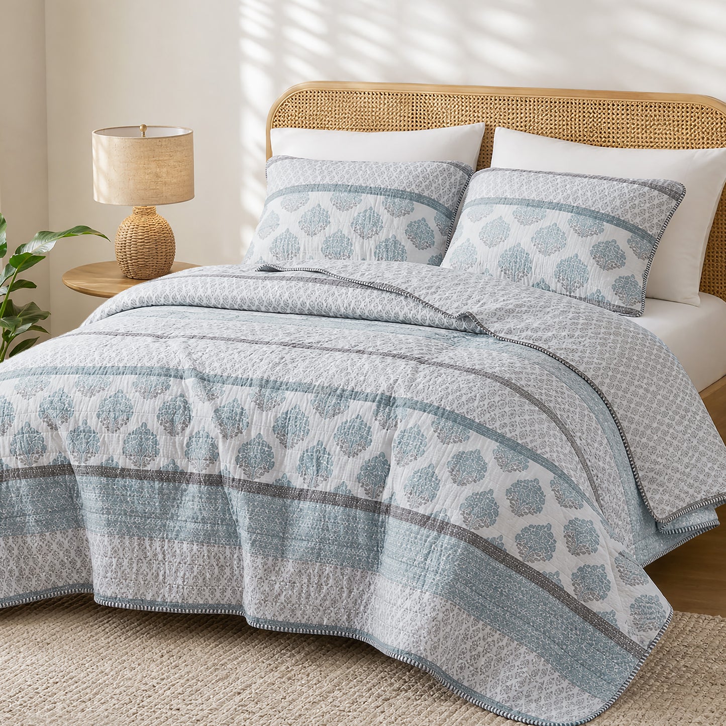 Surya 100% cotton print Quilt 3-Piece Set
