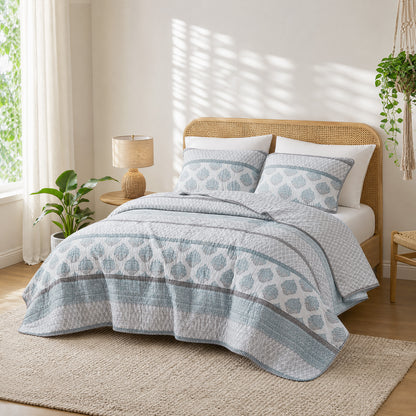 Surya 100% cotton print Quilt 3-Piece Set