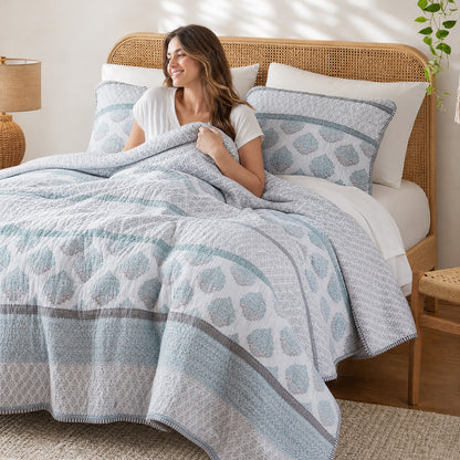 Surya 100% cotton print Quilt 3-Piece Set