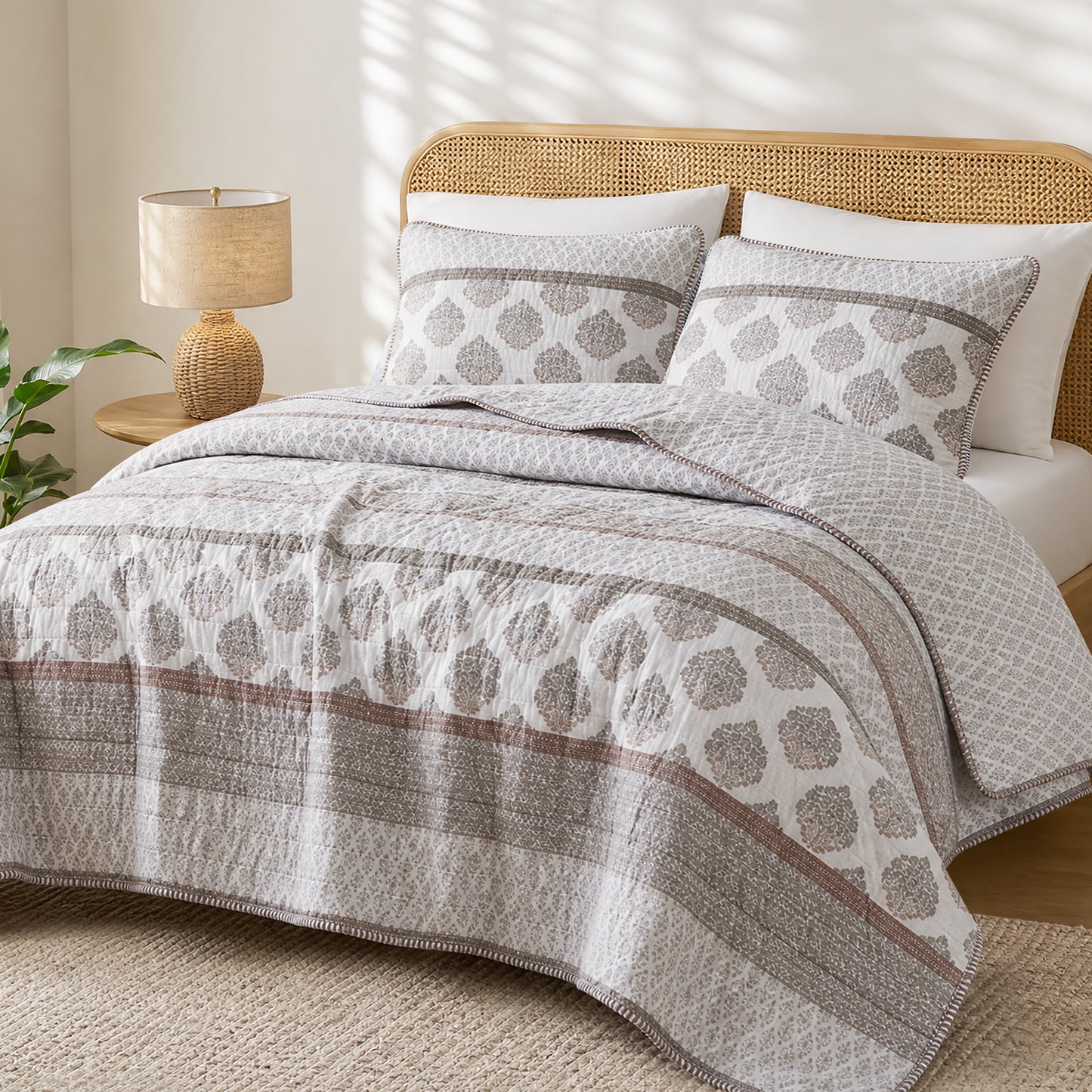Surya 100% cotton print Quilt 3-Piece Set