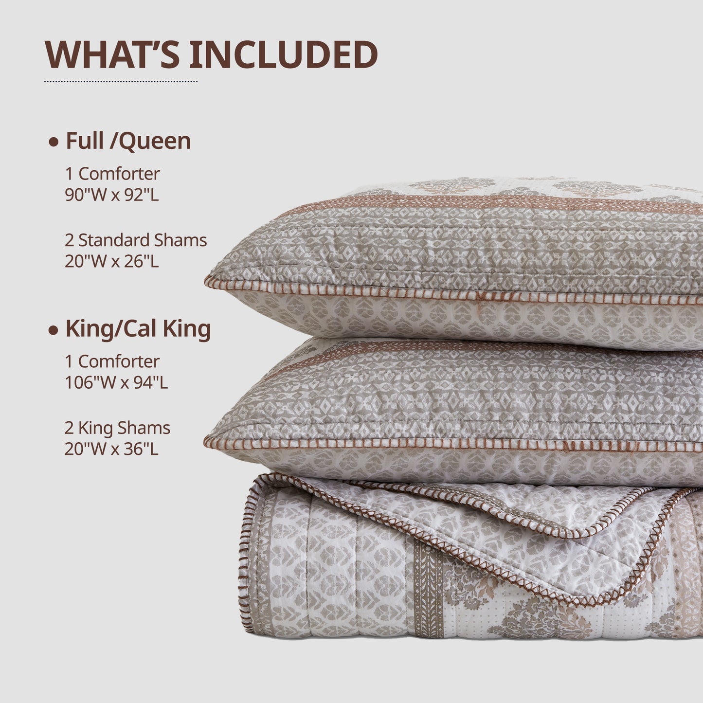 Surya 100% cotton print Quilt 3-Piece Set