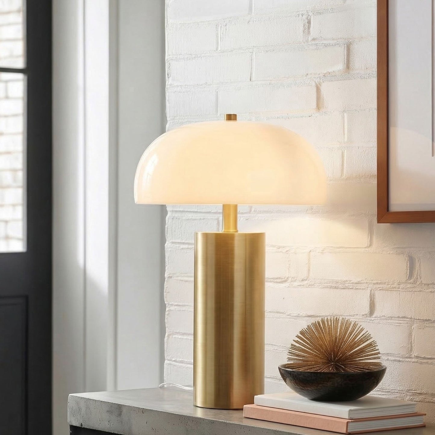 Nilo Textured Ceramic Table Lamp with Fluted Fabric Shade