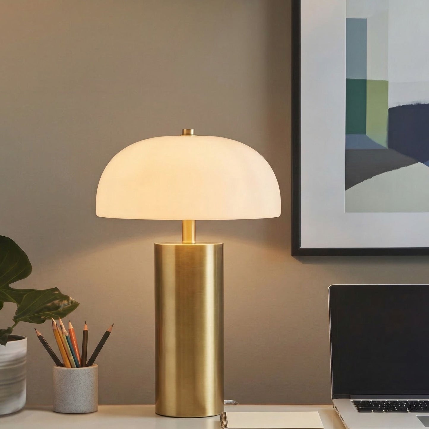 Nilo Textured Ceramic Table Lamp with Fluted Fabric Shade