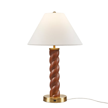 Helixia Textured Ceramic Table Lamp with Fluted Fabric Shade