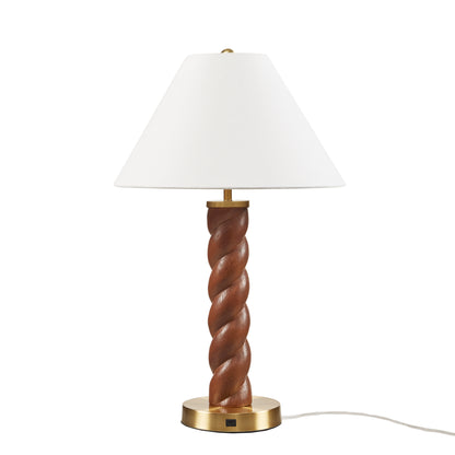 Helixia Textured Ceramic Table Lamp with Fluted Fabric Shade
