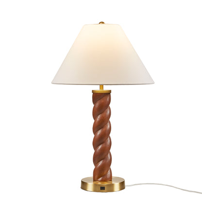 Helixia Textured Ceramic Table Lamp with Fluted Fabric Shade
