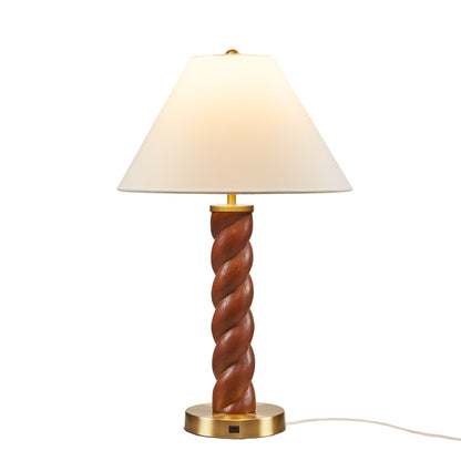 Helixia Textured Ceramic Table Lamp with Fluted Fabric Shade