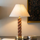 Helixia Textured Ceramic Table Lamp with Fluted Fabric Shade