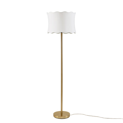 Vesta Textured Ceramic Floor Lamp with Fluted Fabric Shade