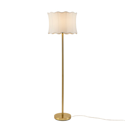 Vesta Textured Ceramic Floor Lamp with Fluted Fabric Shade