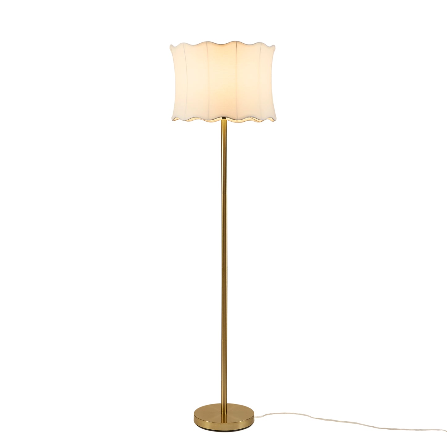 Vesta Textured Ceramic Floor Lamp with Fluted Fabric Shade