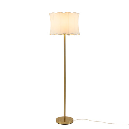 Vesta Textured Ceramic Floor Lamp with Fluted Fabric Shade