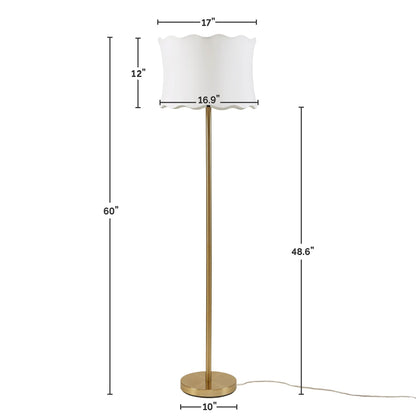 Vesta Textured Ceramic Floor Lamp with Fluted Fabric Shade