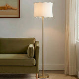 Vesta Textured Ceramic Floor Lamp with Fluted Fabric Shade