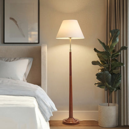 Verla Textured Ceramic Floor Lamp with Fluted Fabric Shade