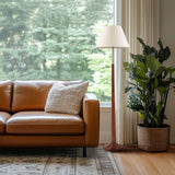 Verla Textured Ceramic Floor Lamp with Fluted Fabric Shade