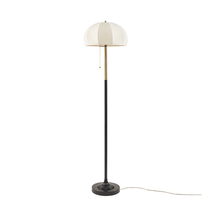 Serin Textured Ceramic Floor Lamp with Fluted Fabric Shade