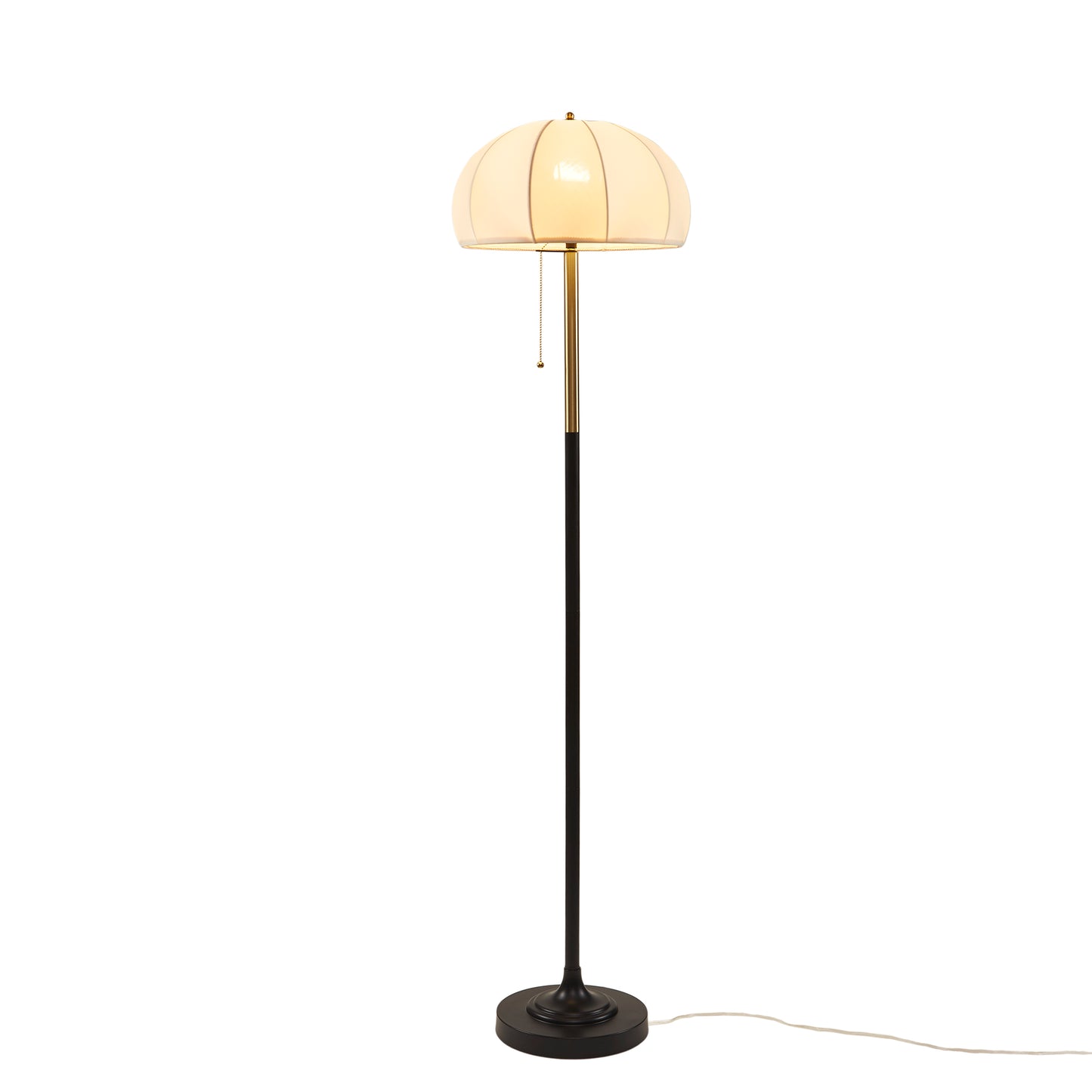 Serin Textured Ceramic Floor Lamp with Fluted Fabric Shade