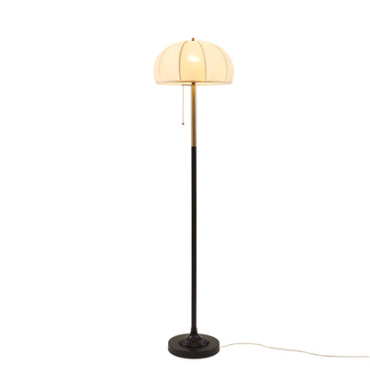 Serin Textured Ceramic Floor Lamp with Fluted Fabric Shade