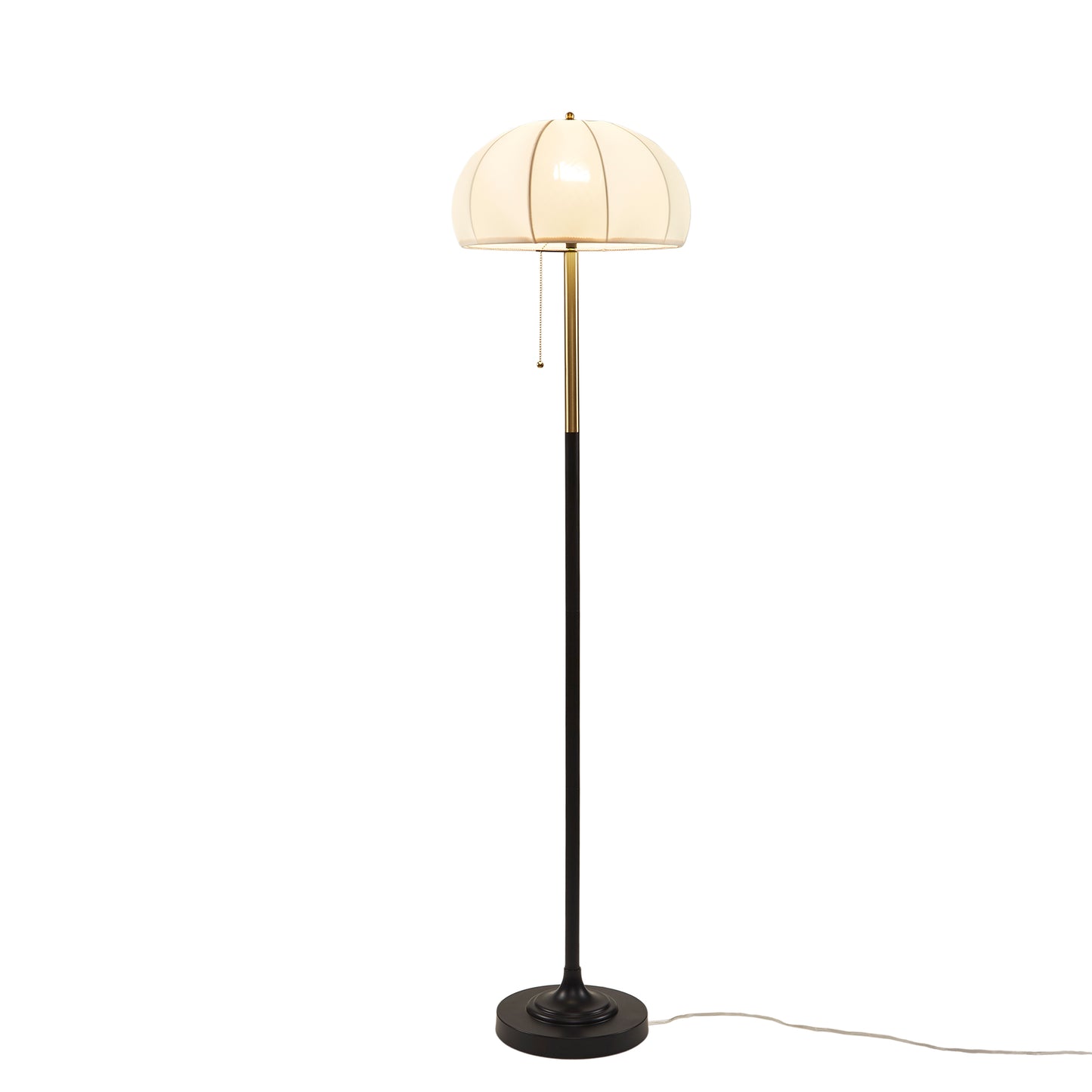 Serin Textured Ceramic Floor Lamp with Fluted Fabric Shade