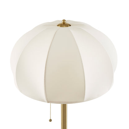 Serin Textured Ceramic Floor Lamp with Fluted Fabric Shade