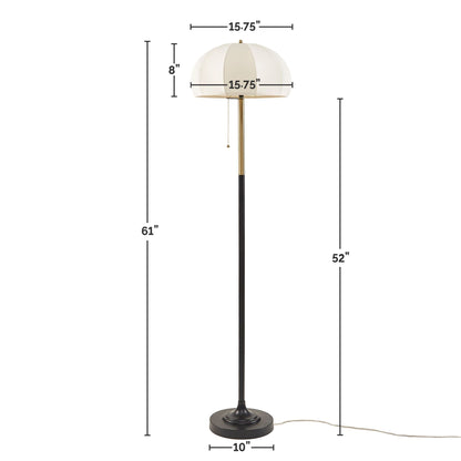 Serin Textured Ceramic Floor Lamp with Fluted Fabric Shade