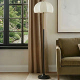 Serin Textured Ceramic Floor Lamp with Fluted Fabric Shade