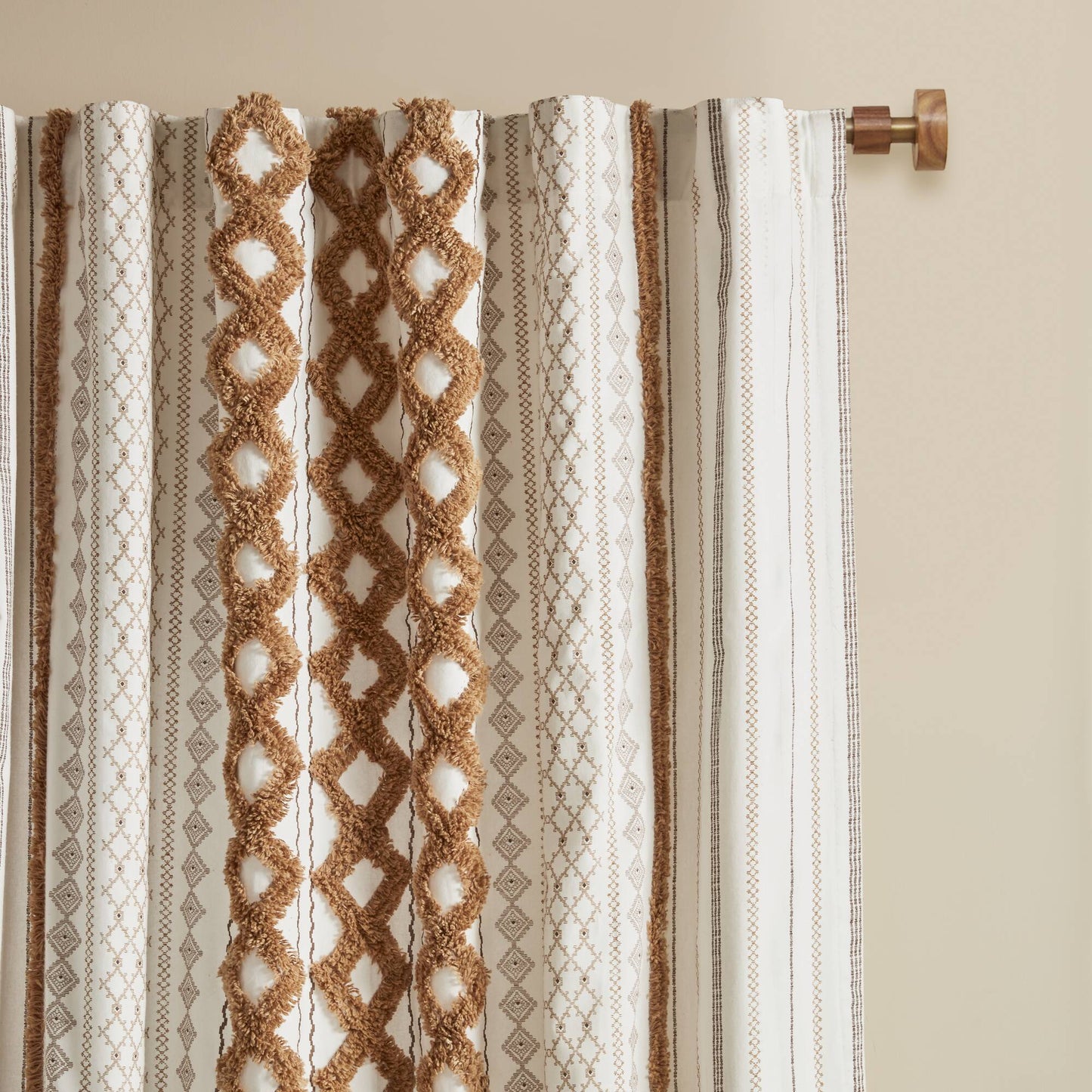 Imani Cotton Printed Window Panel with Chenille Stripe and Lining