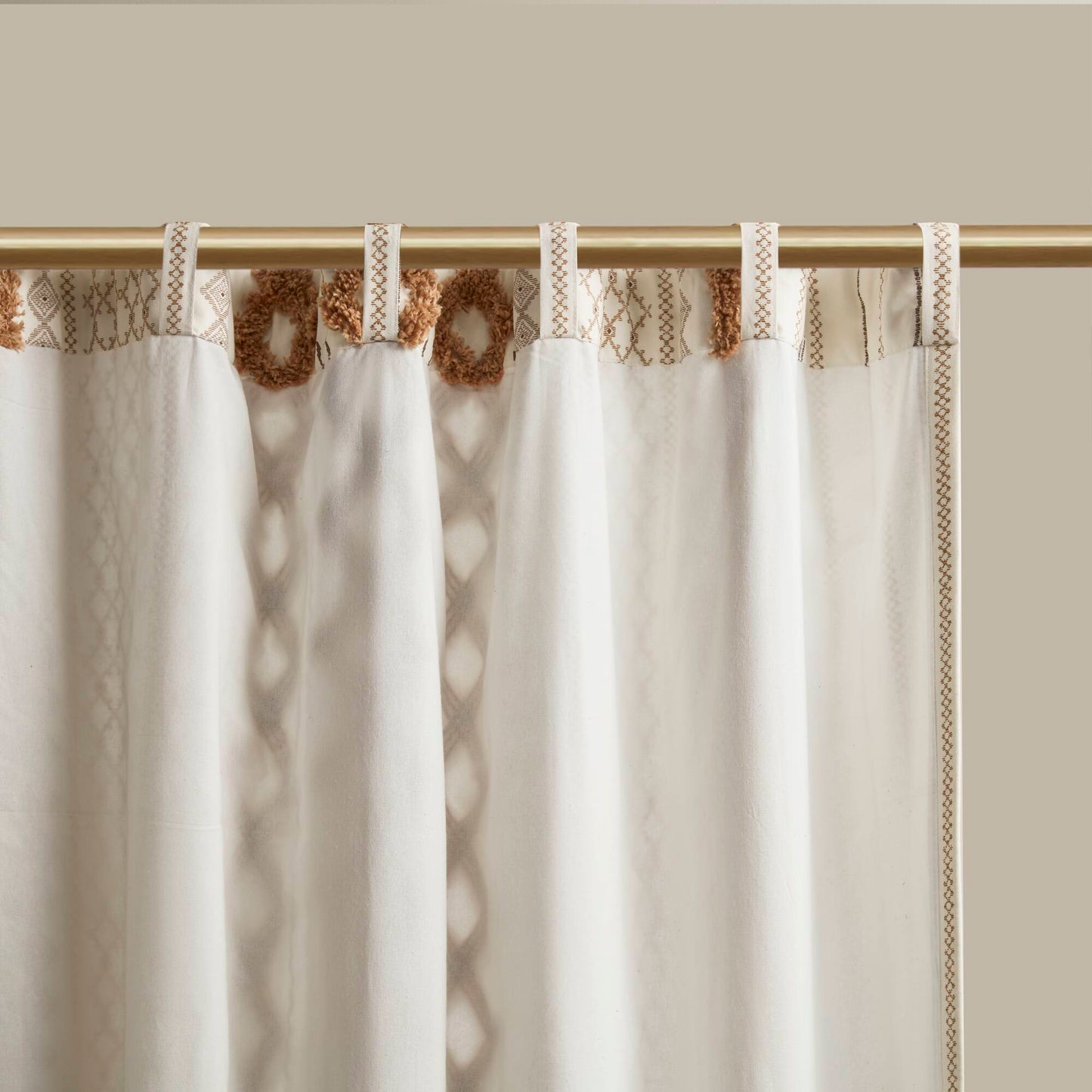 Imani Cotton Printed Window Panel with Chenille Stripe and Lining