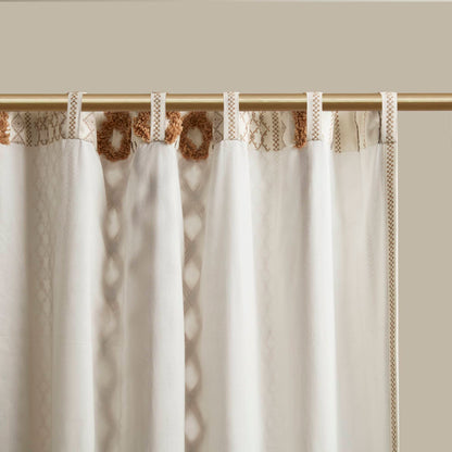Imani Cotton Printed Window Panel with Chenille Stripe and Lining