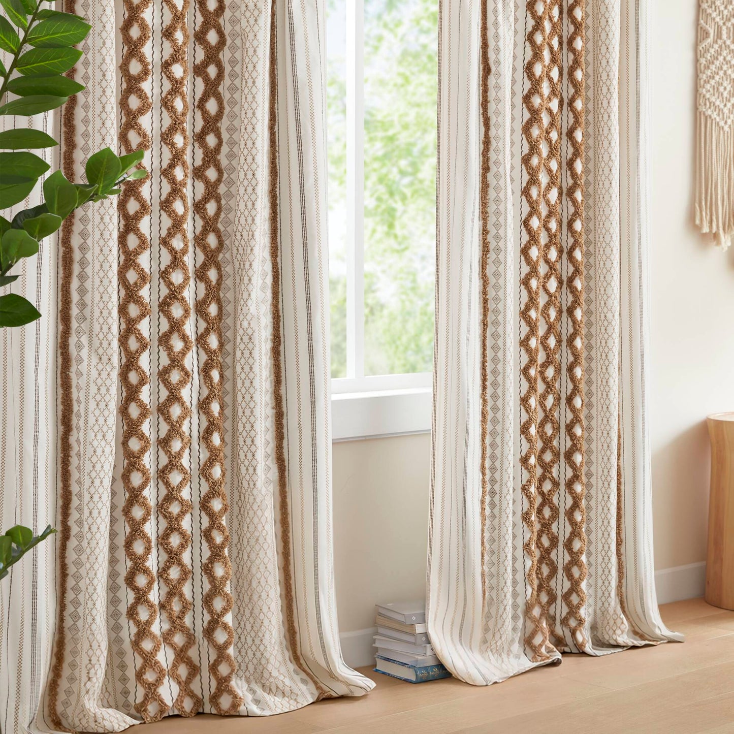 Imani Cotton Printed Window Panel with Chenille Stripe and Lining