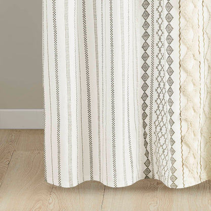 Imani Cotton Printed Shower Curtain with Chenille