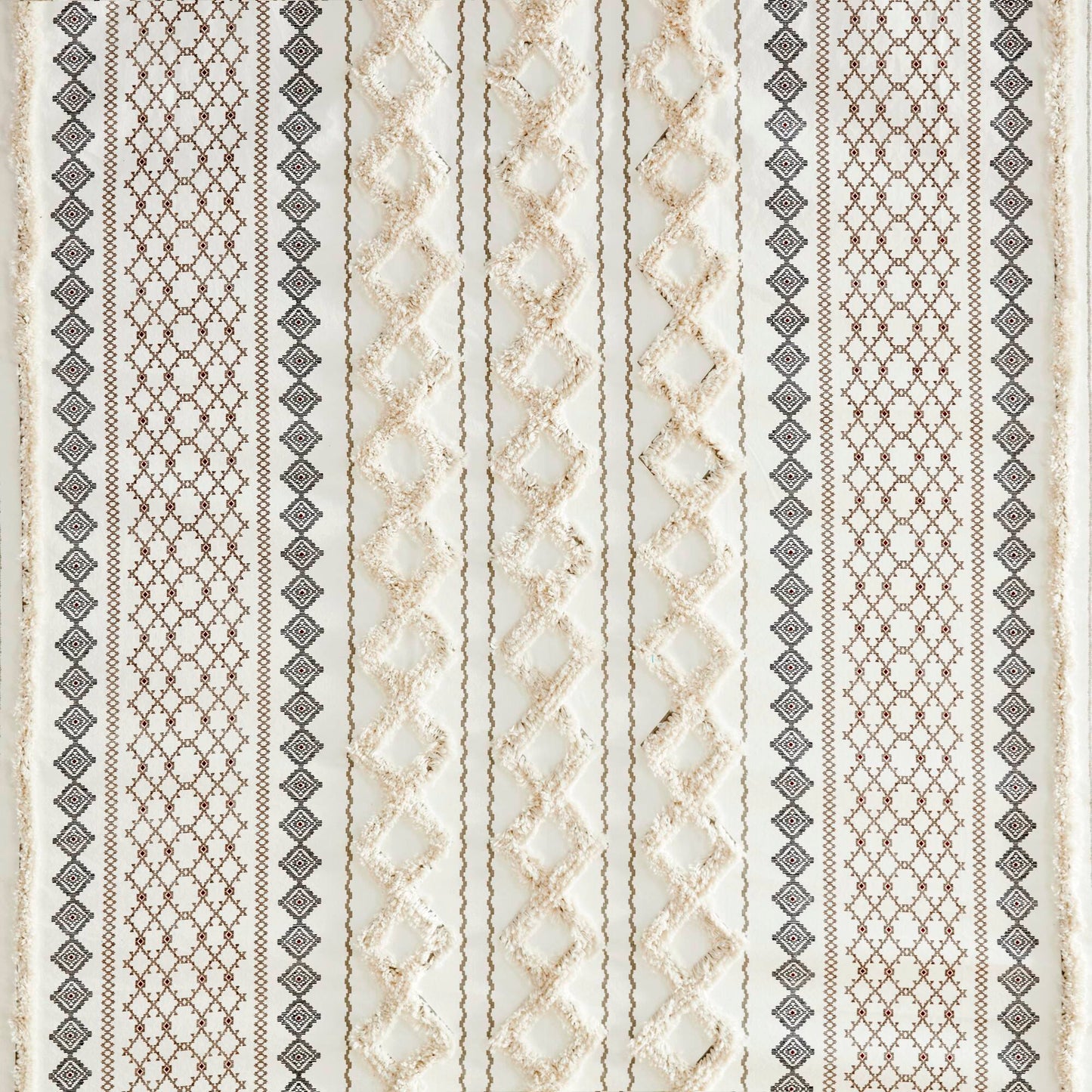 Imani Cotton Printed Shower Curtain with Chenille