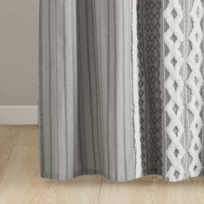 Imani Cotton Printed Shower Curtain with Chenille