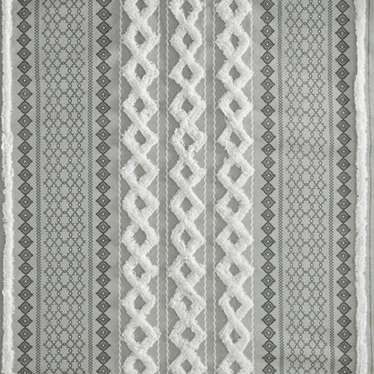 Imani Cotton Printed Shower Curtain with Chenille