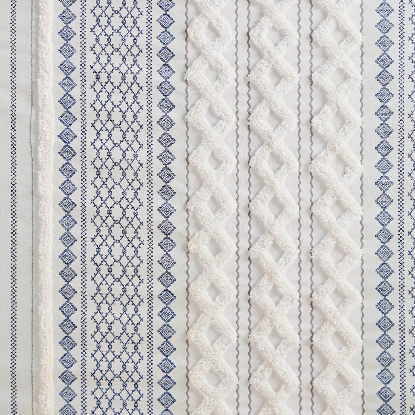 Imani Cotton Printed Shower Curtain with Chenille