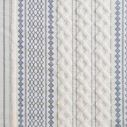 Imani Cotton Printed Shower Curtain with Chenille