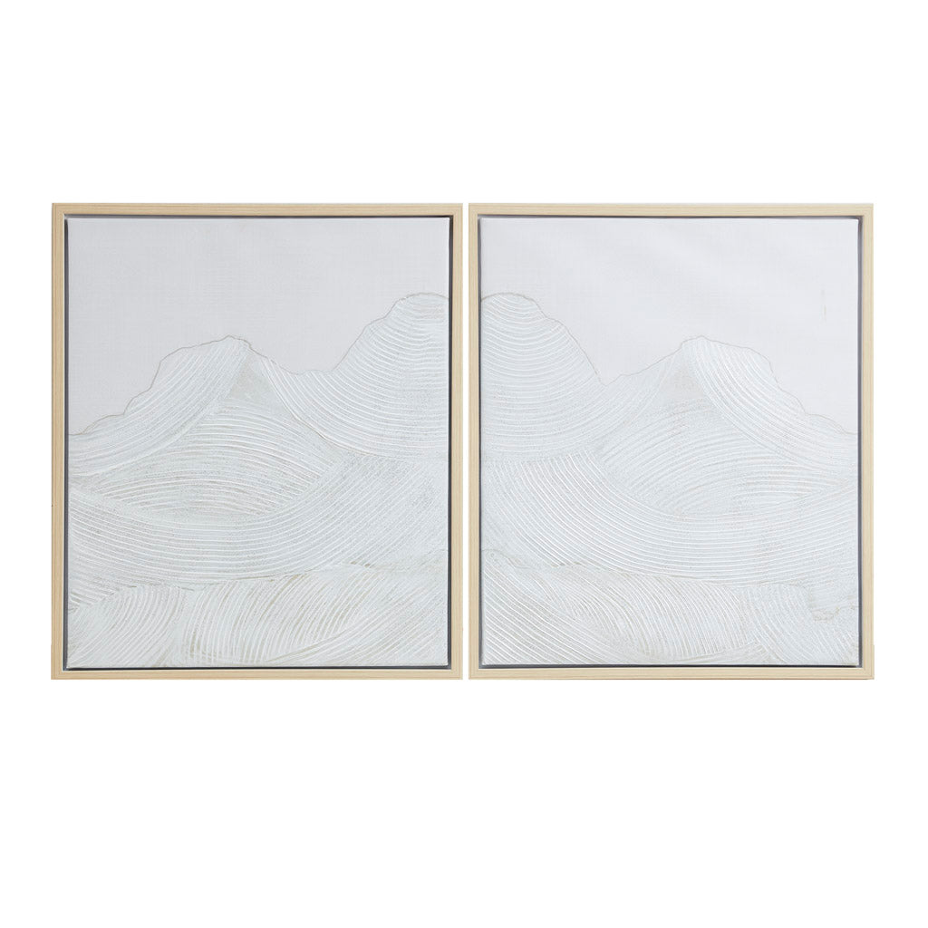 Desert Serenity Hand Embellished Abstract 2-piece Framed Canvas Wall Art Set