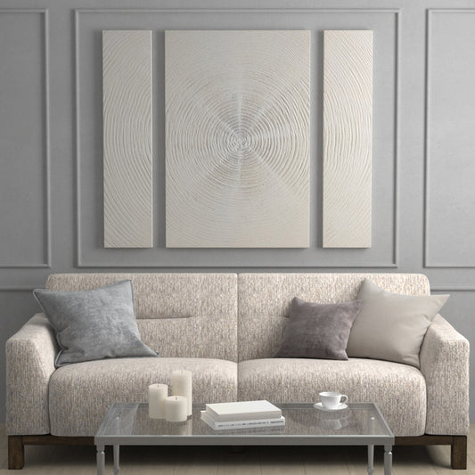Silver Sand Hand Embellished Abstract 3-piece Canvas Wall Art Set