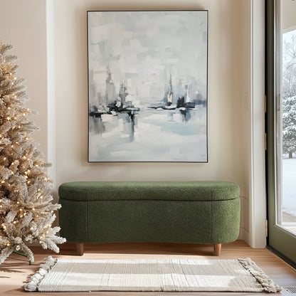 Bailey Boucle-Style Curved Storage Accent Bench