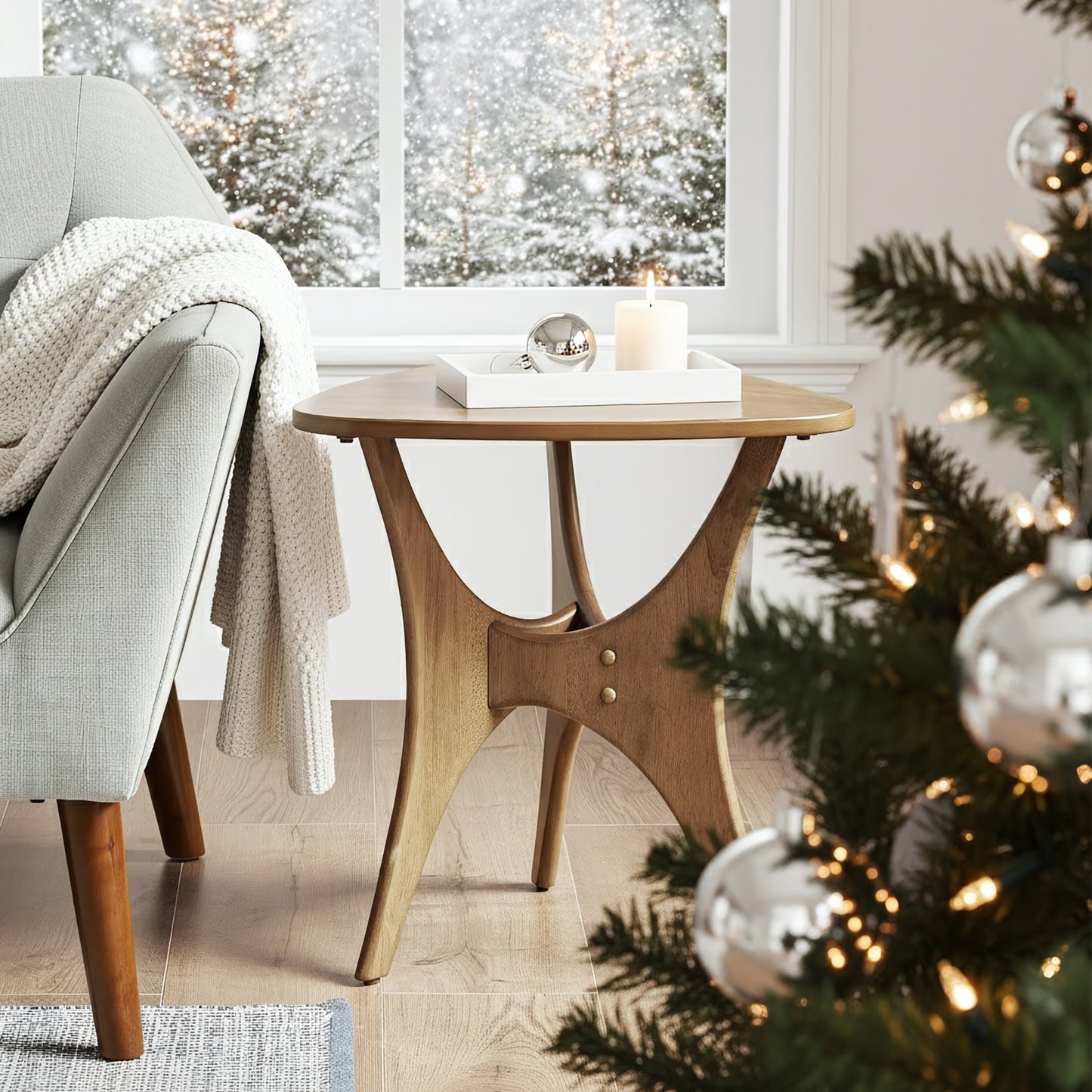 Blaze Triangle Wood Side Table