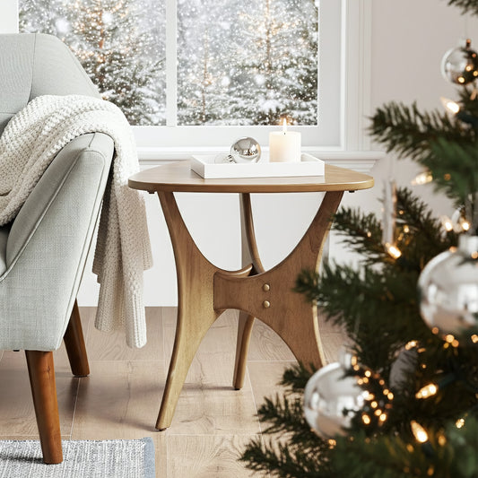 Blaze Triangle Wood Side Table