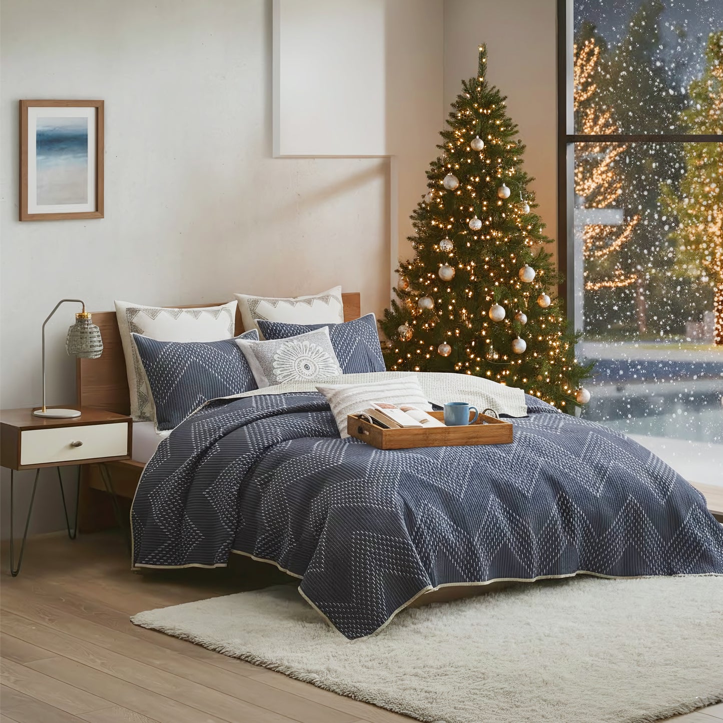 Pomona 3 Piece Embroidered Cotton Quilt Set