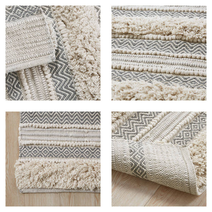 Asher Woven Texture Stripe Bath Rug