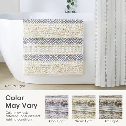 Asher Woven Texture Stripe Bath Rug