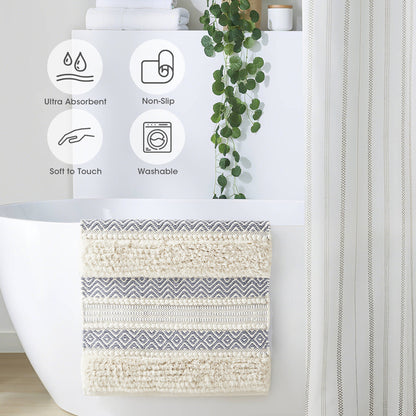 Asher Woven Texture Stripe Bath Rug