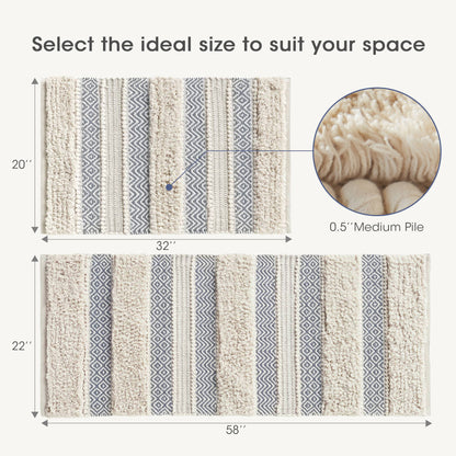 Asher Woven Texture Stripe Bath Rug