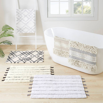 Asher Woven Texture Stripe Bath Rug