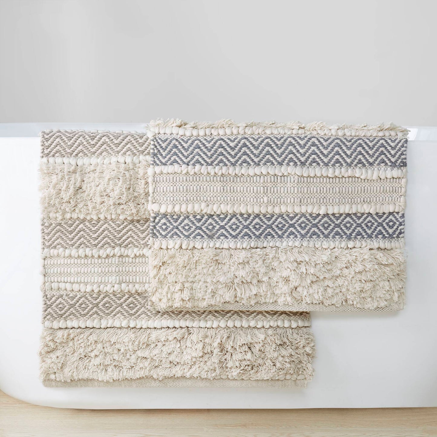 Asher Woven Texture Stripe Bath Rug