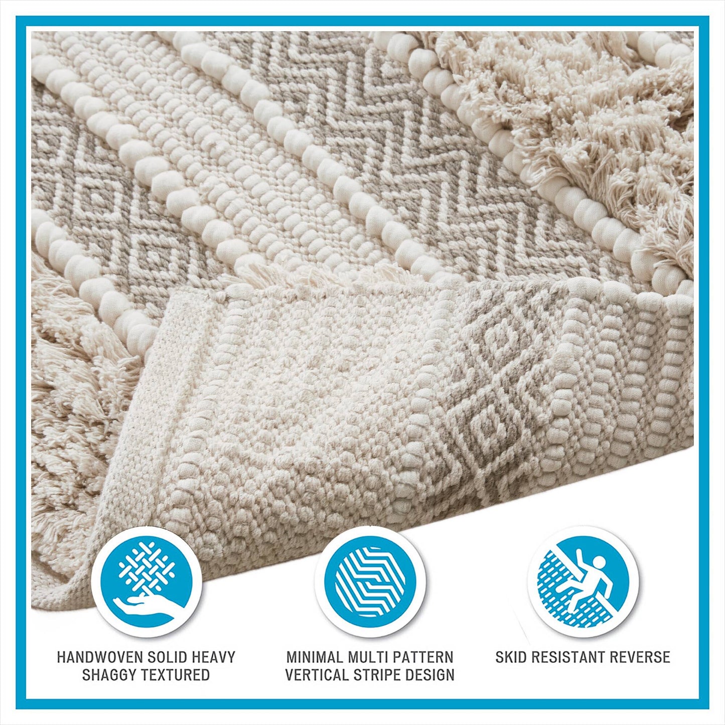 Asher Woven Texture Stripe Bath Rug